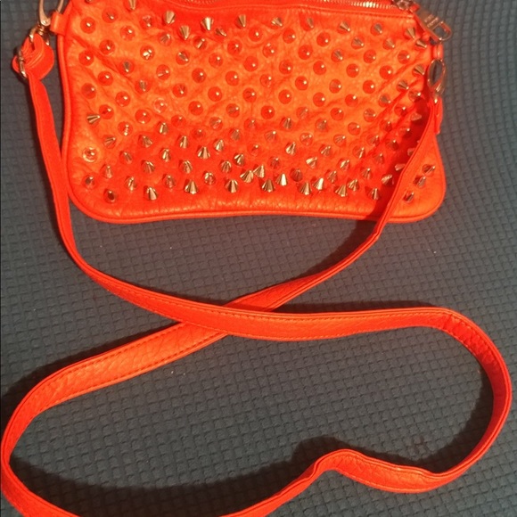 Steve Madden Mini Spiked Orange Leather Bag - Picture 2 of 6